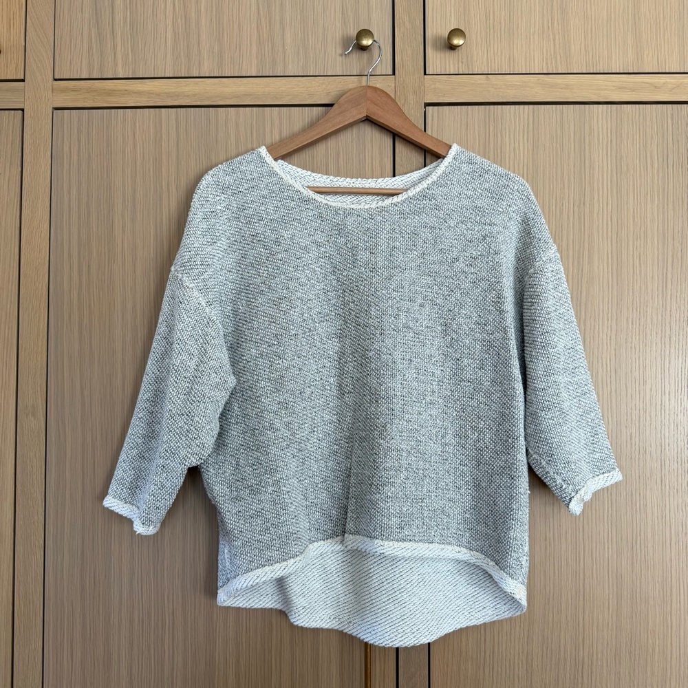 Reversible American Apparel Gray and cream Knit crop boxy Sweater